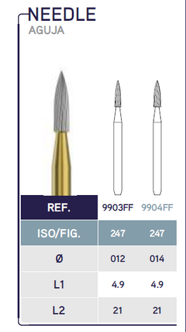 Carbide Finishing Burs - 30 Blades Needle (9903FF, 9904FF) - Blue & Green Inc.