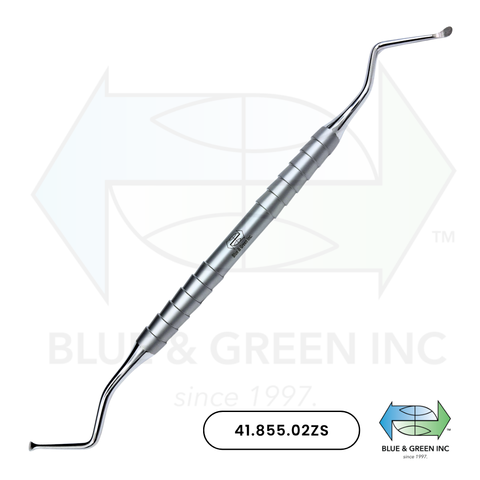 Double-Ended Surgical Curette, serrated tip (41.855.02ZS) - Blue & Green Inc.