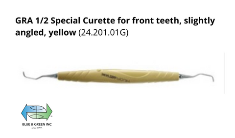GRA 1/2 Special Curette for front teeth, slightly angled, yellow (24.201.01G)Helmut Zepf