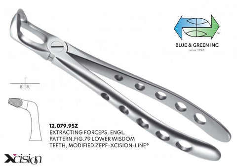 Extraction Forceps, Lower wisdom teeth (12.079.95Z) Forceps - Blue & Green Inc.
