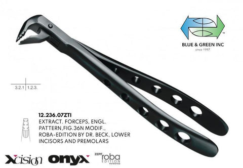 Roba Forceps, Lower Incisors and Premolars (12.236.07ZTI) Forceps - Blue & Green Inc.