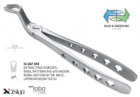 Roba Extraction Forceps, Upper Wisdom Teeth (12.267.01Z) - Blue & Green Inc.