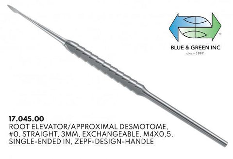 Aproximal Desmotome Elevator, Straight, 3mm (17.045.00) Elevator - Blue & Green Inc.