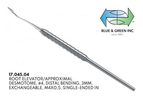 Aproximal Desmotome Elevator, Distal Bending, 3mm (17.045.04) Elevator - Blue & Green Inc.