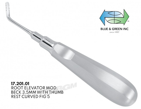 Root Elevator, Luxator 3.5mm, Offset Left (17.201.01) - Blue & Green Inc.