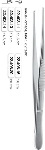 Fine Atraumatic Tissue Forceps (22.408.11, 13, 14, 15, 20) Tissue Forceps - Blue & Green Inc.