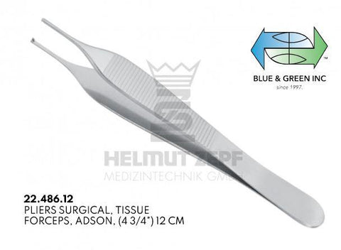 Adson Surgical Pliers, Tissue Forceps (22.486.12 & 22.486.15) Plier - Blue & Green Inc.