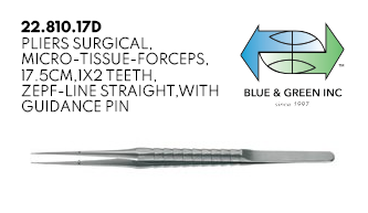 Micro Tissue Forceps 17.5cm w/ Diamond Coating (22.810.17 + 22.810.17D) Tissue Forceps - Blue & Green Inc.
