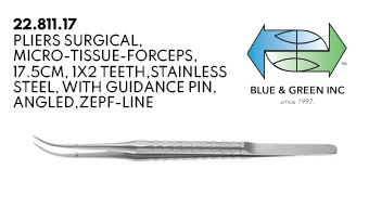 Micro Tissue Forceps 17.5cm w/ Diamond Coating (22.811.17 + 22.811.17D) Tissue Forceps - Blue & Green Inc.