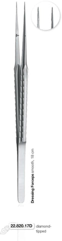 Micro Dressing Forceps 18cm w/ Diamond Coating (22.820.17 + 22.820.17TC + 22.820.17D) Forceps - Blue & Green Inc.