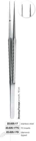 Micro Dressing Forceps 18cm w/ Diamond Coating (22.820.17 + 22.820.17TC + 22.820.17D) Forceps - Blue & Green Inc.