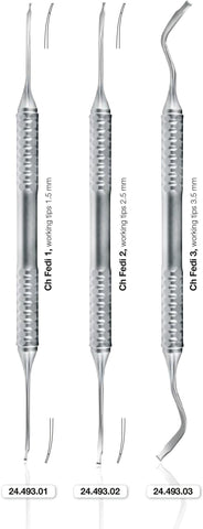 Ch Fedi Periodontal File (24.493.01 + 24.493.02 + 24.493.03) Chisel - Blue & Green Inc.