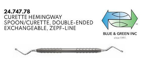 Double-Ended Hemingway Spoon/Curette, Exchangeable (24.747.78) Curette - Blue & Green Inc.