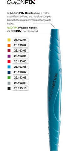 BIONIK Universal Handle w/ QuickFix, Double-Ended (26.193.01-10) Handle - Blue & Green Inc.
