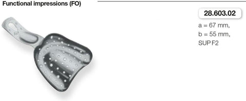 Perforated Anatomic Ehricke, Functional Impressions, Upper Jaw (28.603.01-03) Impression Tray - Blue & Green Inc.