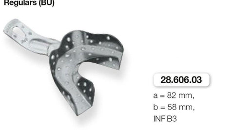 Perforated Anatomic Ehricke, Regulars, Lower Jaw (28.606.00-04) Impression Tray - Blue & Green Inc.