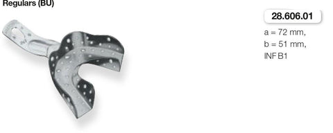 Perforated Anatomic Ehricke, Regulars, Lower Jaw (28.606.00-04) Impression Tray - Blue & Green Inc.