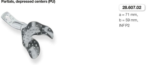 Perforated Anatomic Ehricke, Partials/Depressed Centers, Lower Jaw (28.607.01-03) Impression Tray - Blue & Green Inc.