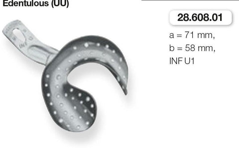 Perforated Anatomic Ehricke, Edentulous, Lower Jaw (28.608.01-03) Impression Tray - Blue & Green Inc.