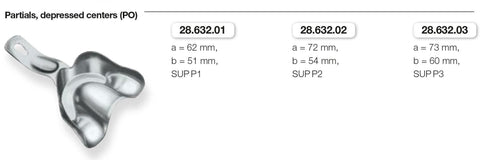 Anatomic Ehricke, Partials/Depressed Centers, Upper Jaw (28.632.01-03) Impression Tray - Blue & Green Inc.