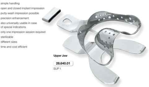Implantology Impression Tray, Upper Jaw (28.640.01-04) Impression Tray - Blue & Green Inc.