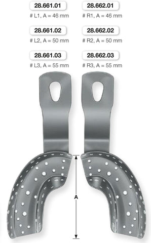 Perforated Partial Impression Tray Left/Right (28.661.01-03 + 28.662.01-03) Impression Tray - Blue & Green Inc.
