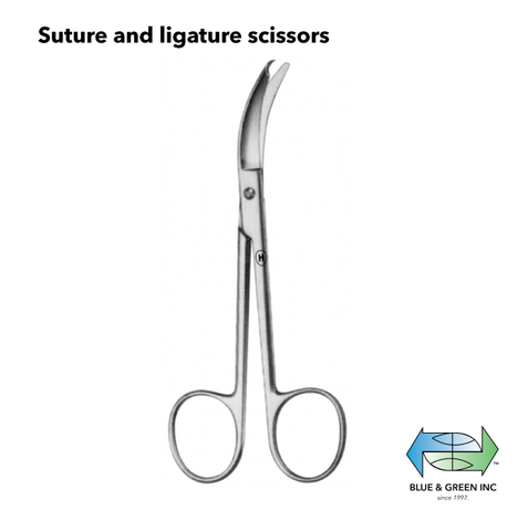 Spencer Suture and ligature scissors Curved (Z 283-12) Scissors - Blue & Green Inc.