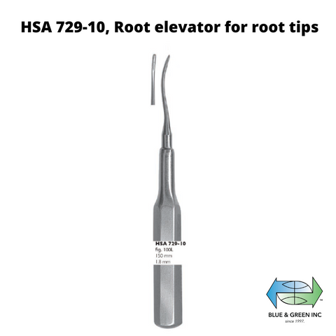 Root elevator for root tips (HSA 729-10) Elevator - Blue & Green Inc.