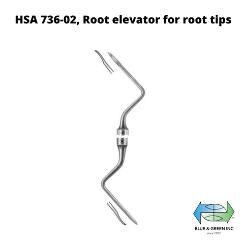 Heidbrink Root elevator for root tips (HSA 736-02) Elevator - Blue & Green Inc.