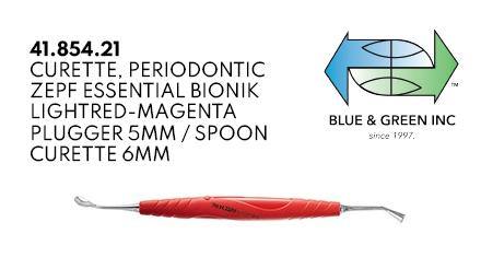 Curette, Periodontic Plugger 5mm / Spoon Curette 6mm (41.854.21) Curette - Blue & Green Inc.