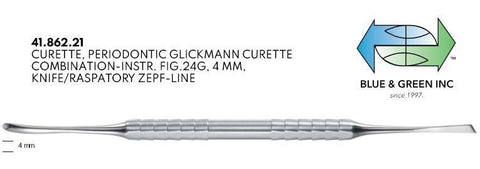 Glickmann, Periosteal Elevator with Flap Knife (41.862.21) Periosteal Elevator - Blue & Green Inc.