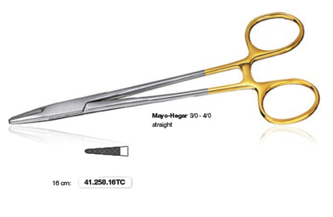 Mayo-Heger Needle Holder TC (41.258.14TC) Needle Holder - Blue & Green Inc.