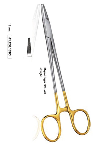 Mayo-Heger Needle Holder TC (41.258.14TC) Needle Holder - Blue & Green Inc.