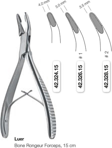 Luer Bone Rongeur Forceps (42.324.15 + 42.326.15 + 42.328.15) Rongeurs - Blue & Green Inc.
