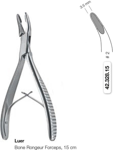 Luer Bone Rongeur Forceps (42.324.15 + 42.326.15 + 42.328.15) Rongeurs - Blue & Green Inc.