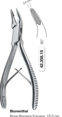 Bluementhal Bone Rongeur Forceps 15.5cm (42.358.15 + 42.360.15 + 42.362.15) Rongeurs - Blue & Green Inc.