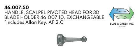 Handle Scalpel Pivoted Head for 3D Blade Holder Exchangeable (46.007.50) Handle - Blue & Green Inc.