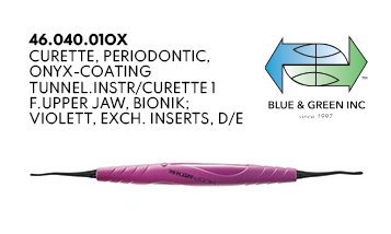 Onyx Coated Curette,Upper Jaw, Exchangeable inserts with Bionik Handle (46.040.01OX) Curette - Blue & Green Inc.