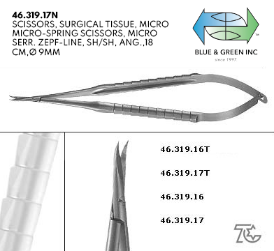 Suture Removal Scissors (46.319.17N) Scissors - Blue & Green Inc.