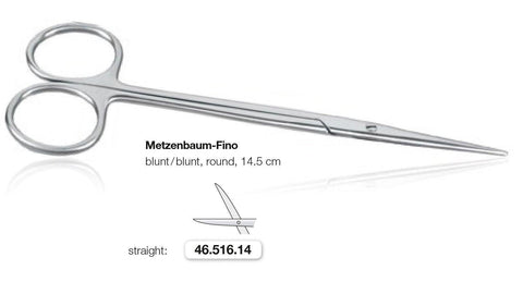 Metzenbaum-Fino Blunt Scissors 14.5cm (46.516.14 + 46.517.14) Scissors - Blue & Green Inc.