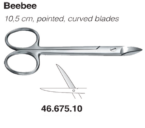 Beebee Scissors 10.5cm, Regular, Curved Blades (46.675.10) - Blue & Green Inc.