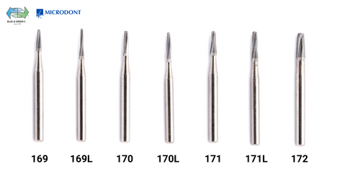 Carbide Bur FG - Taper Flat End Fissure - Blue & Green Inc.