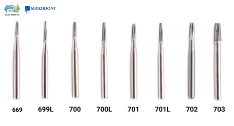 Carbide Bur FG - Taper Flat End X-Cut Fissure - Blue & Green Inc.