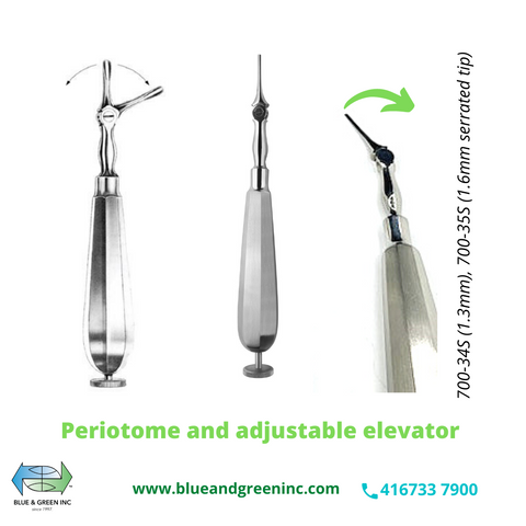 Adjustable Periotomes and Elevator (PE2 Set of 3)Blue & Green Inc.