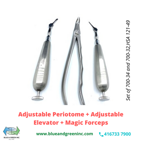 Adjustable Periotomes, Elevator and Magic Forceps Kit (PEF1 Set)Blue & Green Inc.