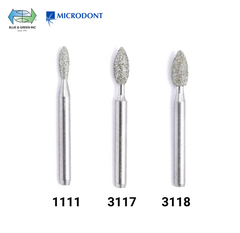 Diamond Bur FG - Flame - Blue & Green Inc.