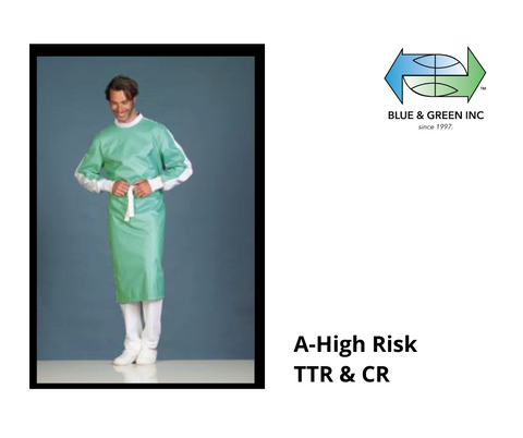 Surgical Gown Montreaux (A-High Risk TTR & CR) surgical isolation gown - Blue & Green Inc.