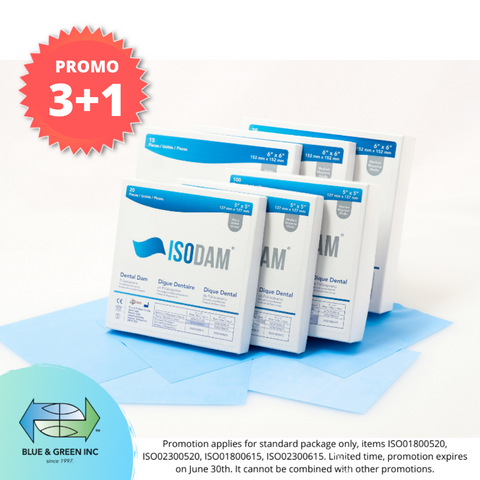 Dental Dam Isodam Standard Package 6”x 6“ (152cm x 152cm) (ISO01800615 and ISO02300615)4d
