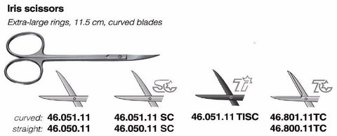 Iris Scissors, Curved or Straight (46.050.11 & 46.051.11) - Blue & Green Inc.