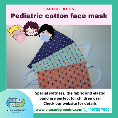 Pediatric Cotton Mask Mask - Blue & Green Inc.